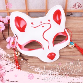 Японская карнавальная маска лисы кицунэ (маленькая,красная)